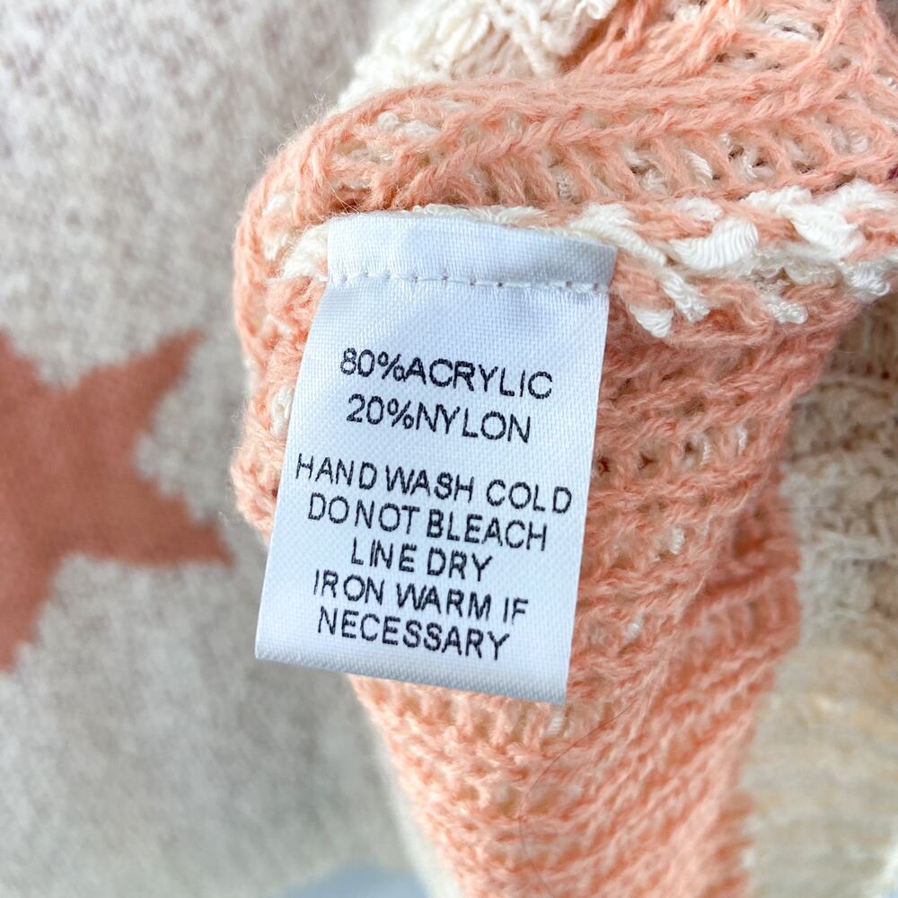 Boutique Women's Star Knit Pullover Sweater Cream Orange size Small - Picture 6 of 7